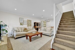 TV, DVD player, books, offices