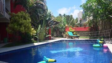 Outdoor pool, open 7:30 AM to 10:00 PM, pool umbrellas, pool loungers