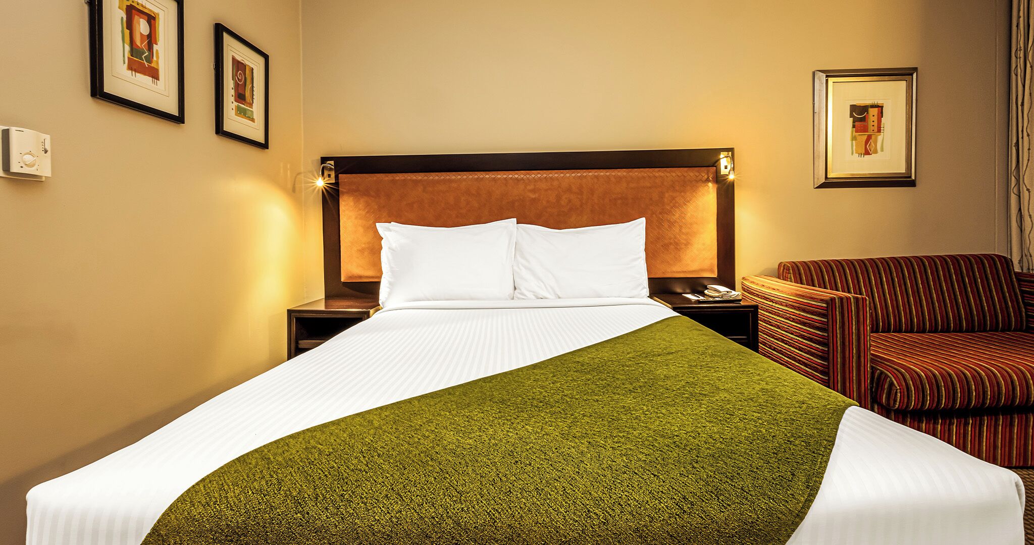 Desk, laptop workspace, WiFi (free), bed sheets