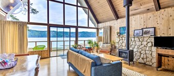 Beachfront A-frame home with beach access, firepit, fireplace, grill, foosball