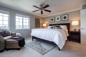 4 bedrooms, desk, iron/ironing board, travel cot