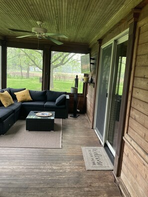 Smart TV, fireplace, DVD player, table tennis