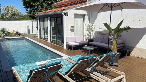 Cosy villa with pool & south-facing terrace - 800 m from the beach
