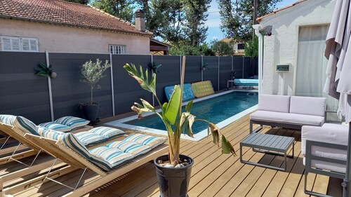 Cosy villa with pool & south-facing terrace - 800 m from the beach