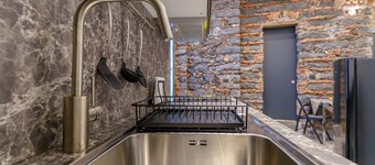 Lava stone structure in the center