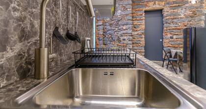 Lava stone structure in the center