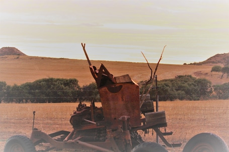 Speisen im Freien. Farmstay cabins in Western Australia, close to highway.