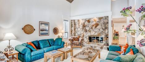 TV, fireplace, DVD player, ping pong