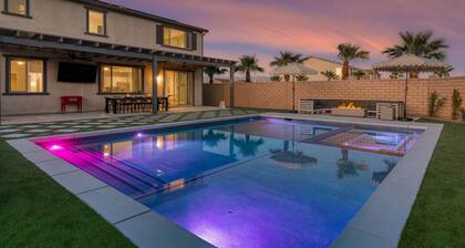 Sleeps 16! Pool Oasis w/ Game Room, Hot Tub, Fire Pit | Desert Eden by AvantStay
