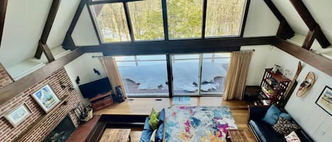 TV, fireplace, foosball