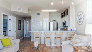 Condo, Multiple Beds, Balcony, Ocean View (Sunset Shores) | Living area | 42-inch flat-screen TV with digital channels - Sunset Shores Oceanfront Condo Bliss (Panama City Beach)