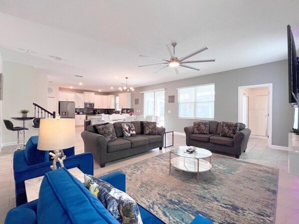 House, Multiple Bedrooms | Living area - Spacious Home With Fun Decore And Game Room-4544tb 8 Bedroom Home by RedAwning (Kissimmee)