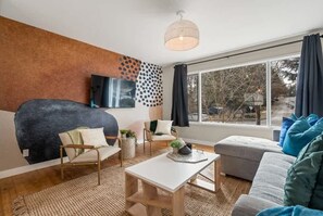 TV, foosball, offices