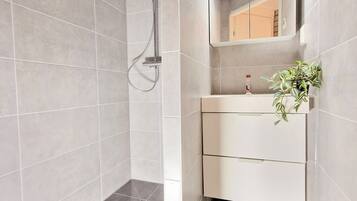Douche, sèche-cheveux, serviettes fournies, papier toilette