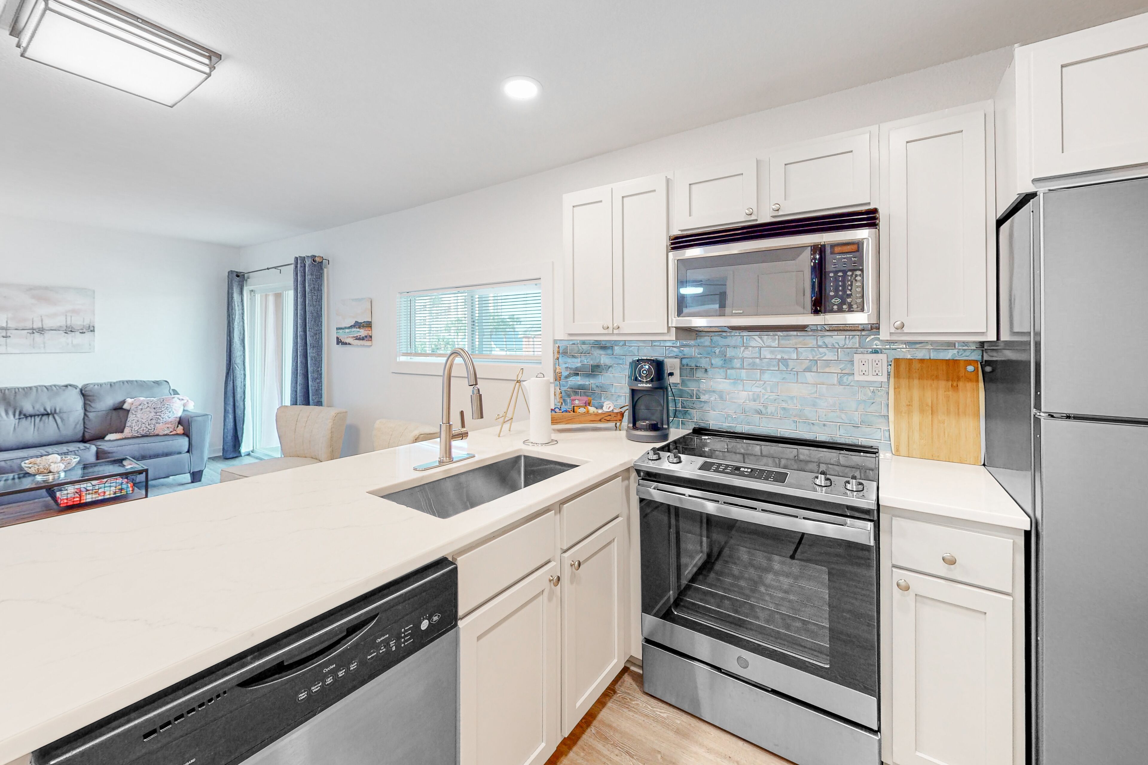 Inviting space with balcony near beach access, private w/d