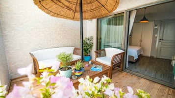 Rom – deluxe, terrasse | Sengetøy