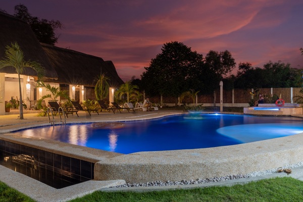 Outdoor pool, pool loungers