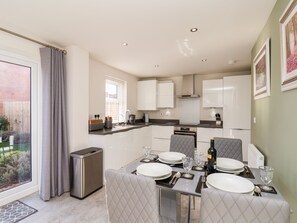 Fridge, dishwasher, electric kettle, toaster
