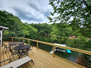 Outdoor dining - Private Lake Home at end of cove - Sleeps 16! (Rocky Mount)