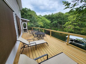 Outdoor dining - Private Lake Home at end of cove - Sleeps 16! (Rocky Mount)