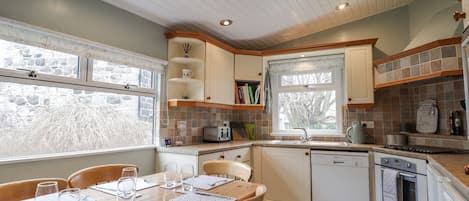 Fridge, dishwasher, electric kettle, toaster