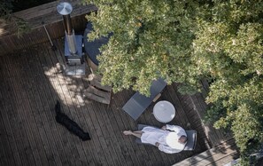 Terrace/patio - Vacation home with hot tub, sauna, terrace, fireplace (Langenburg)