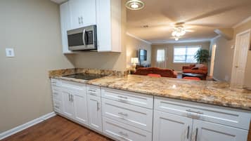 Fridge, microwave, dishwasher