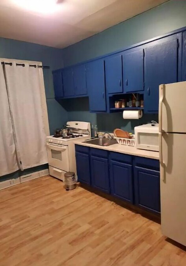 Fridge, microwave, dishwasher