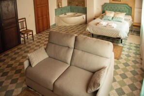 Habitación familiar doble, 1 cama doble, vistas al jardín | Ropa de cama de alta calidad y edredones de plumas