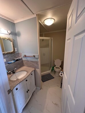 Shower, hair dryer, towels, soap - Adorable 2-bedroom guesthouse with an amazing view (Champney's west)