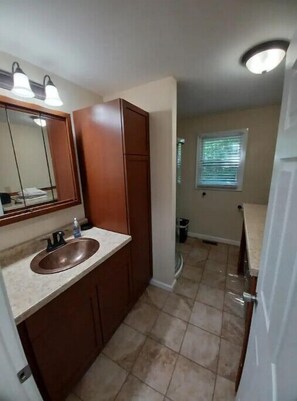 Shower, hair dryer, towels, toilet paper - Brown House in the Woods - Barkley Lake Area (Cadiz)