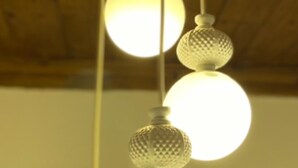 A ceiling with hanging spherical light fixtures. - Lutfiye Sigacik (Seferihisar)