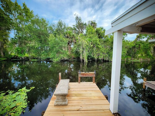 Astor Serene Riverfront Retreat with 2 boat slips and a dock