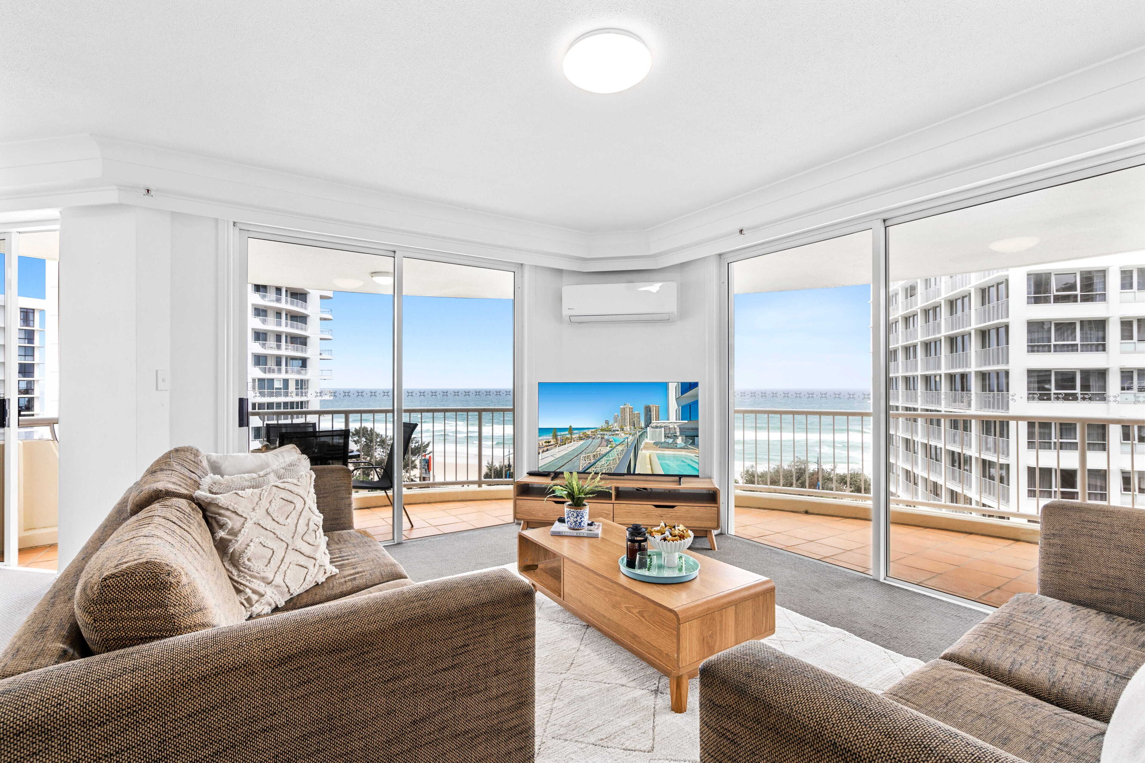 Apartment, 3 Bedrooms, Ocean View | Living area | 23-inch flat-screen TV with cable channels, TV