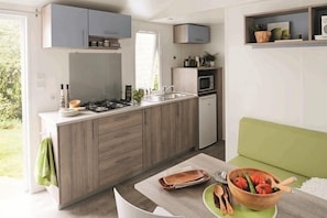 Fridge, microwave, stovetop, freezer