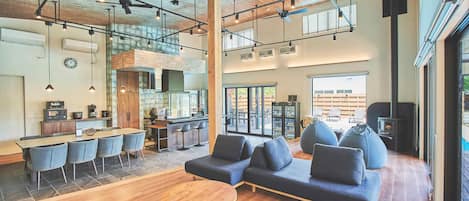 Luxury Villa, 6 Bedrooms, Private Pool, Mountain View | Living area | 75-inch flat-screen TV with cable channels, TV, fireplace