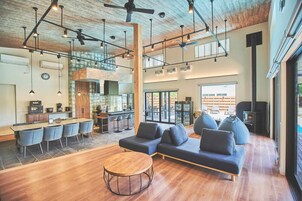 Luxury Villa, 6 Bedrooms, Private Pool, Mountain View | Living area | 75-inch flat-screen TV with cable channels, TV, fireplace