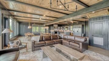 Flat-screen TV, fireplace, video games, offices