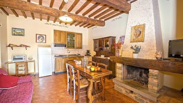 Televisión y chimenea