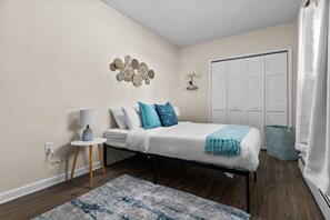 3 bedrooms, memory-foam beds, desk, iron/ironing board