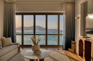 Grand Suite, Sea View (200m from the Main Hotel) | Living area | 43-inch Smart TV with satellite channels, TV, iPod dock