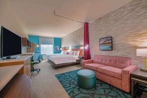 Studio, 2 keskisuurta parisänkyä, esteetön (Hearing) | Työpöytä, vuodevaatteet