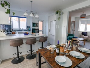 Fridge, dishwasher, electric kettle, toaster