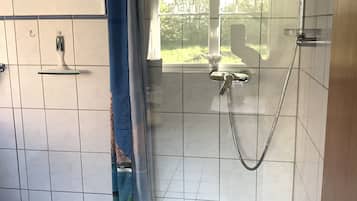Shower, soap, toilet paper
