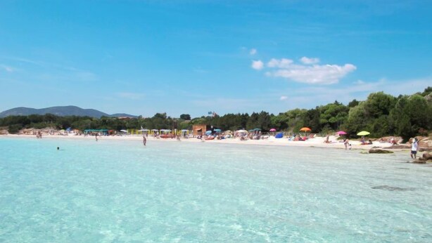 A beach with clear turquoise water, umbrellas, and people. - Lidia Capo Ceraso resort by Interhome (Porto Istana)