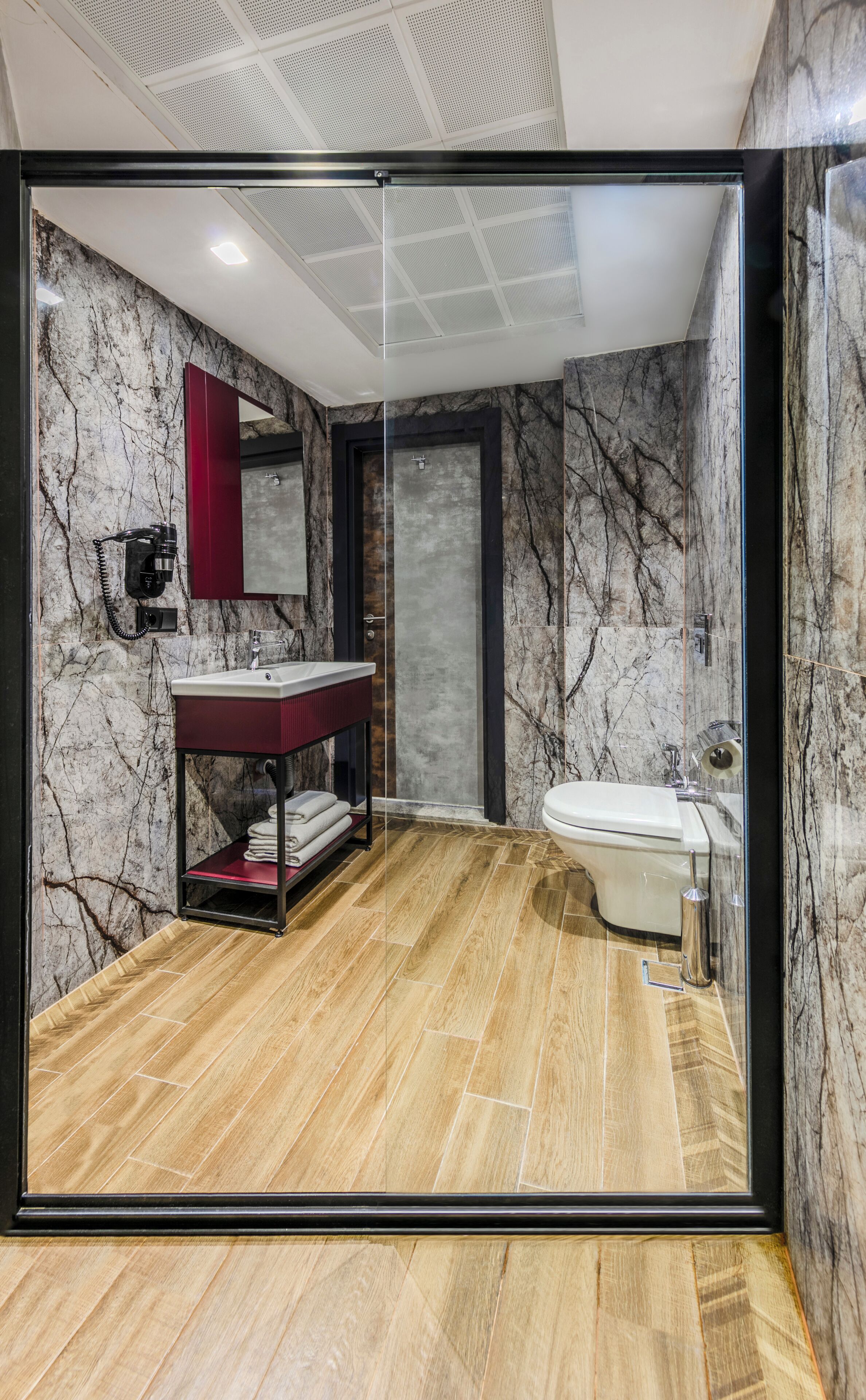 Family Room | Bathroom | Shower, designer toiletries, hair dryer, slippers