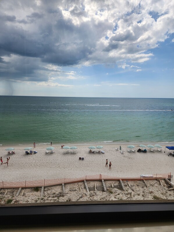 On the beach, beach towels - Exquisite! 2 BEDROOM OCEAN FRONT CONDO ON VANDERBILT BEACH - NAPLES, FLORIDA (Naples)