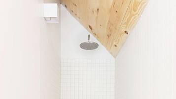 Comfort Cabin, 1 King Bed, Mountainside | Bathroom | Shower, rainfall showerhead, hair dryer, towels