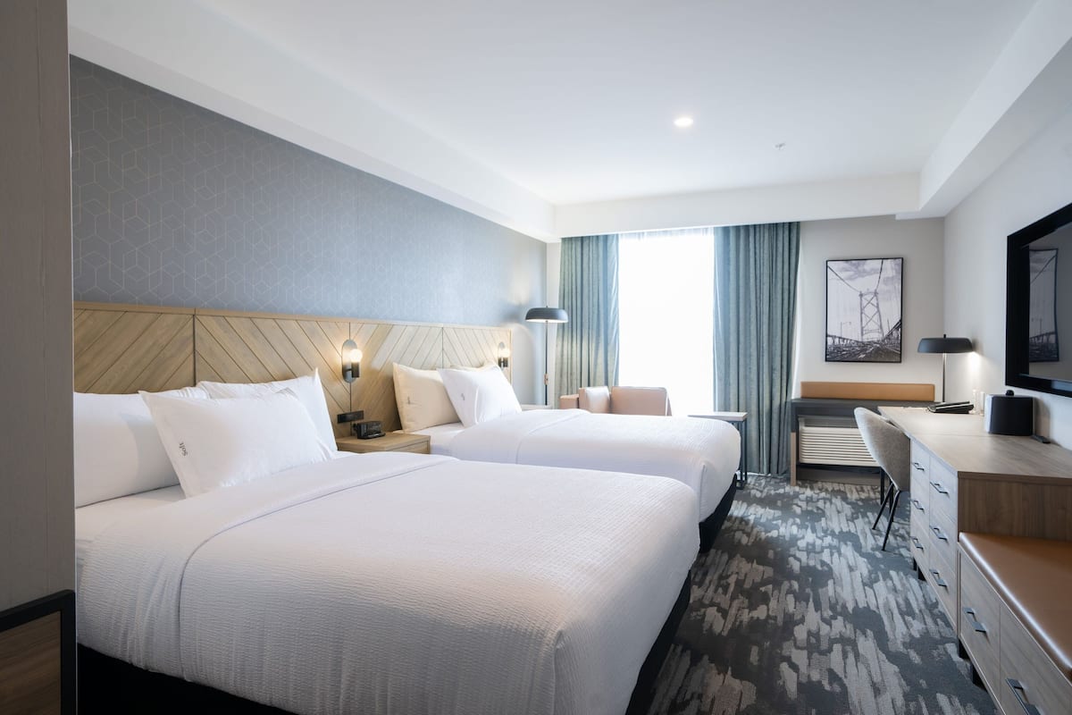 In-room safe, desk, laptop workspace, blackout curtains