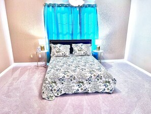 2 bedrooms, desk, iron/ironing board, travel crib